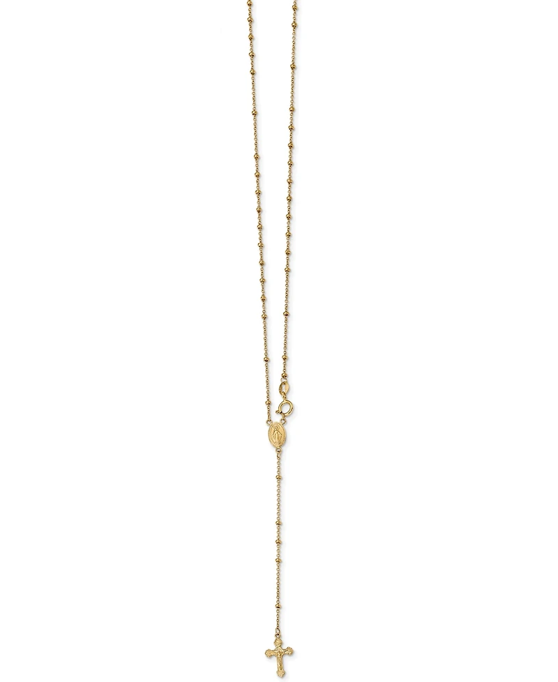 Cross Rosary Lariat Necklace in 14k Yellow Gold, 19 1/2" + 3 1/2" extender