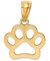 Paw Print Openwork Charm Pendant in 14k Yellow Gold