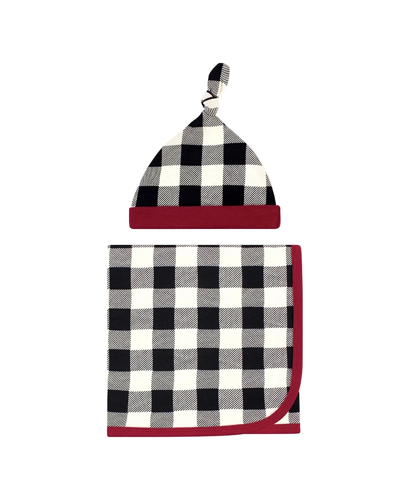 Touched by Nature Unisex Organic Cotton Swaddle Set with Optional Headband or Cap