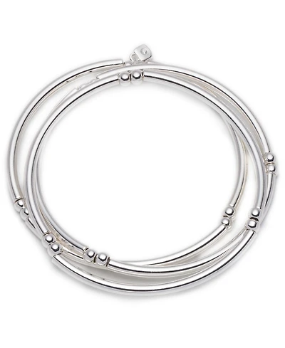 Nine West Stretch Silver Bangles, 3 Set