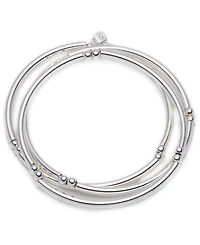 Nine West Stretch Silver Bangles, 3 Set