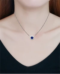Giani Bernini Blue Cubic Zirconia Framed 16" Pendant Necklace, Created for Macy's