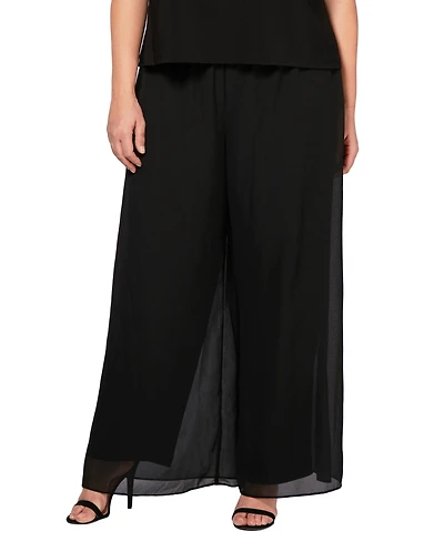 Alex Evenings Plus Size Straight-Leg Overlay Pants