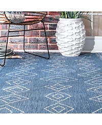 nuLoom Serna OWDN23B Blue 5'3" x 7'6" Outdoor Area Rug