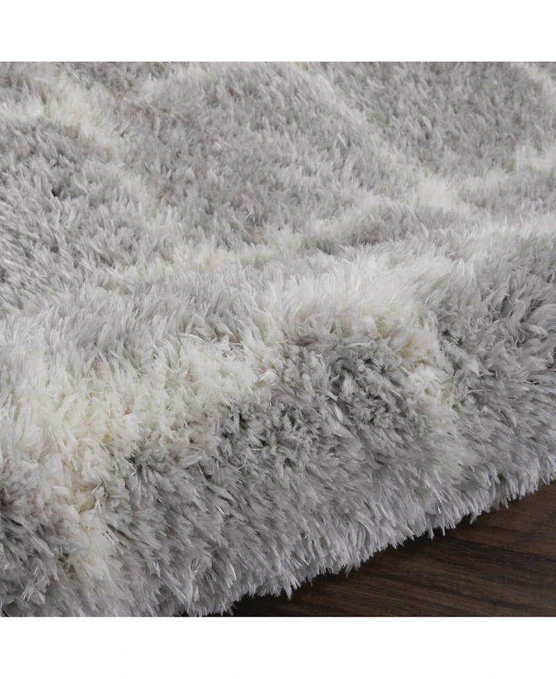 Nourison Home Luxe Shag LXS02 Gray and Ivory 8'2" x 10' Area Rug