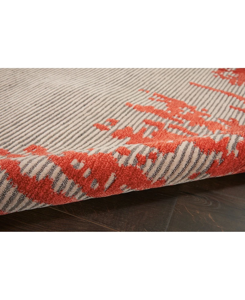 Nourison Home Symmetry SMM02 Beige and Red 3'9" x 5'9" Area Rug