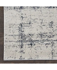Nourison Home Rustic Textures RUS06 Ivory and Blue 2'2" x 7'6" Runner Rug