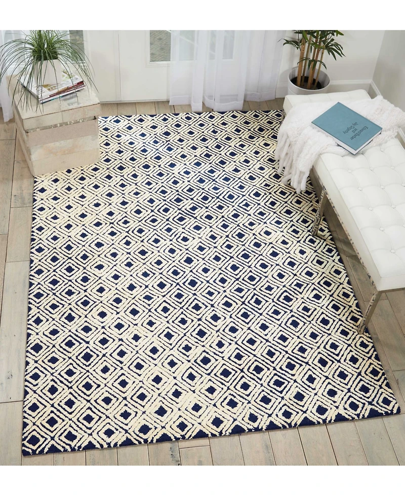 Nourison Home Deco Mod DEC02 Navy and Ivory 3'9" x 5'9" Area Rug