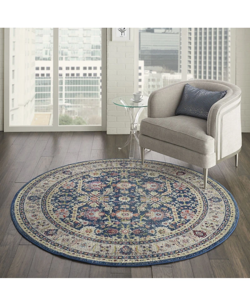 Nourison Home Ankara Global ANR13 Navy and Multi 6' Round Rug