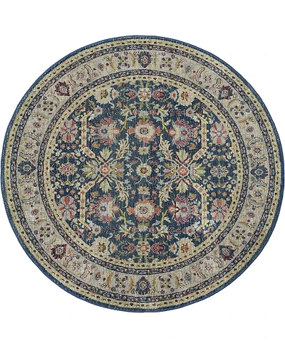 Nourison Home Ankara Global ANR13 Navy and Multi 6' Round Rug