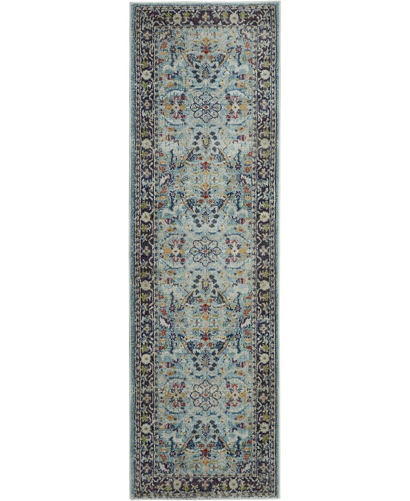 Nourison Home Ankara Global ANR14 Teal and Multi 2' x 6' Runner Rug