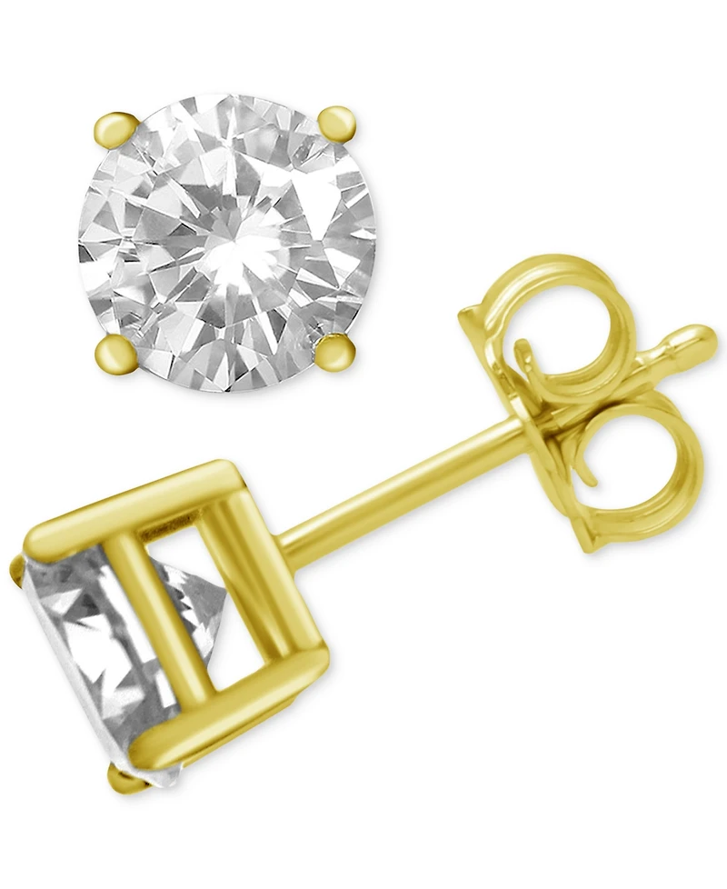 And Now This Cubic Zirconia 1/3" Stud Silver Plate Earrings