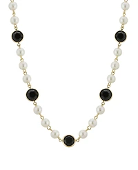 2028 Gold-Tone Imitation Pearl with Channels 16" Adjustable Necklace