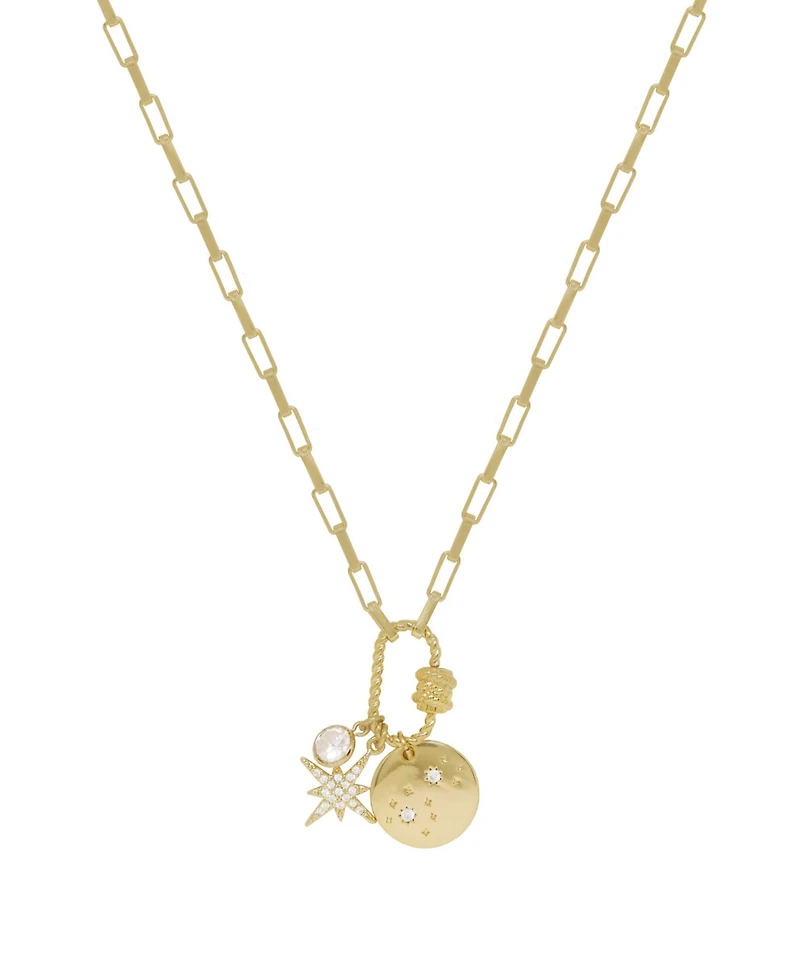Ettika Crystal and 18K Gold Charmed For Sure Women's Necklace