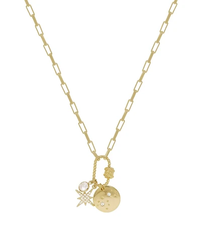 Ettika Crystal and 18K Gold Charmed For Sure Women's Necklace