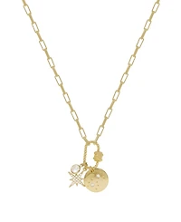 Ettika Crystal and 18K Gold Charmed For Sure Women's Necklace