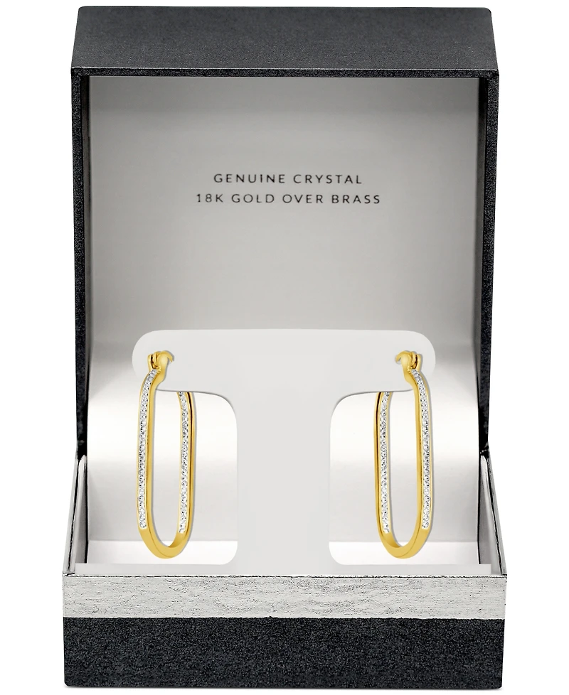 And Now This Crystal & Out Oblong Hoop Earrings Silver-Plate