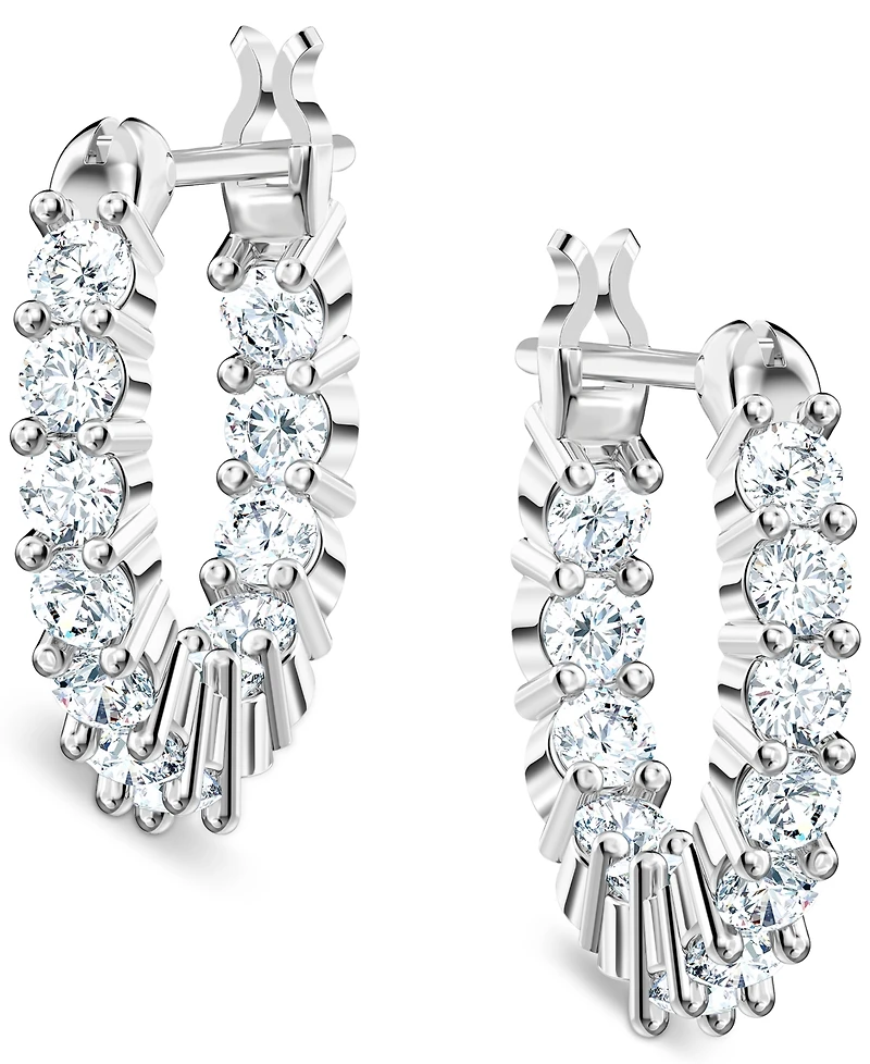 Swarovski Silver-Tone Extra-Small Crystal Hoop Earrings, 0.50"