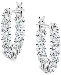 Swarovski Silver-Tone Extra-Small Crystal Hoop Earrings, 0.50"