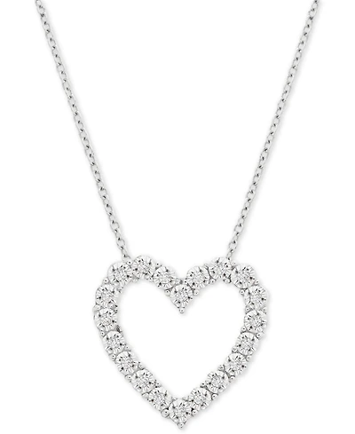 Diamond Heart 18" Pendant Necklace (1/10 ct. t.w.) in Sterling Silver