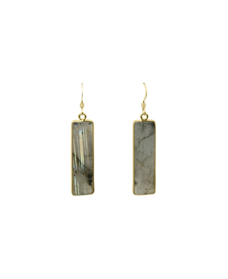 Roberta Sher Designs Bar Bezel Set Labradorite Earrings with 14K Gold Fill Earwires - Gold