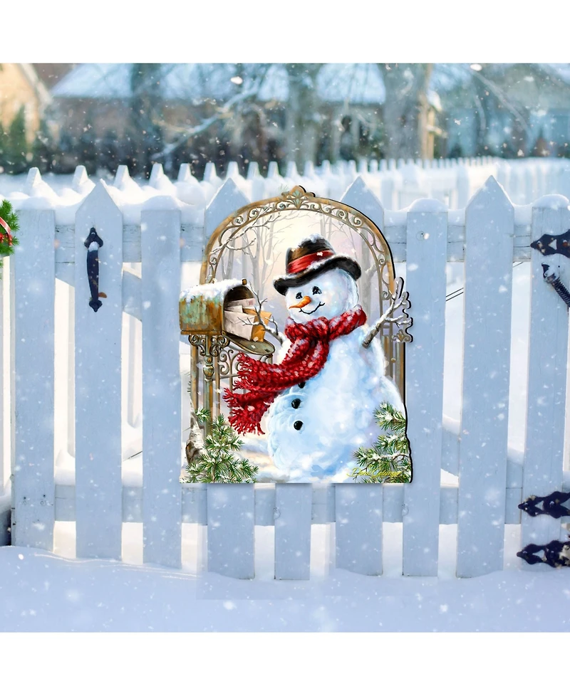 Designocracy by Dona Gelsinger Seasons-Greetings Snowman Wall and Door Hanger