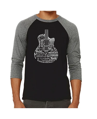 La Pop Art Languages Guitar Men's Raglan Word T-shirt