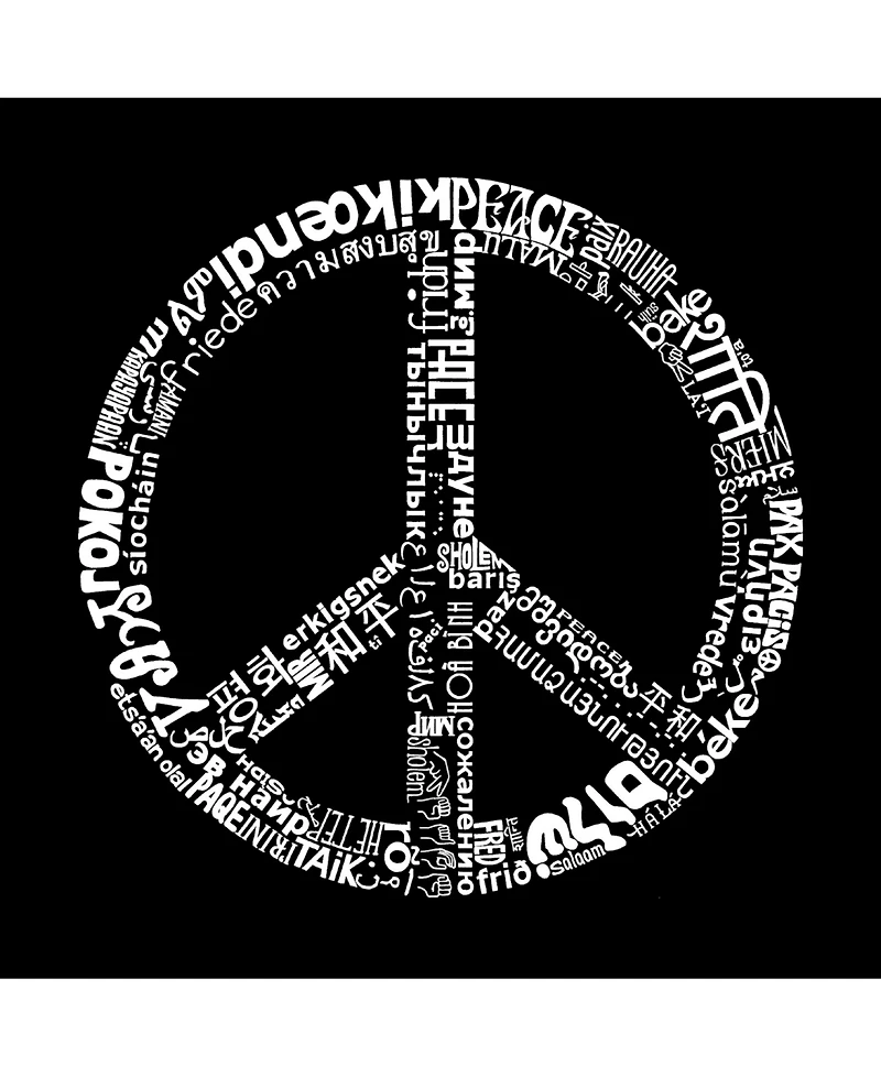 La Pop Art Peace 77 Languages Men's Raglan Word T-shirt