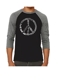 La Pop Art Peace, Love and Music Men's Raglan Word T-shirt