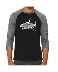 La Pop Art Species of Shark Men's Raglan Word T-shirt