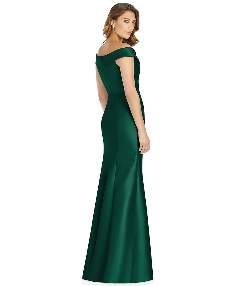 Alfred Sung Off-The-Shoulder Satin Gown