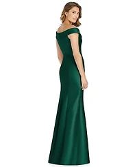 Alfred Sung Off-The-Shoulder Satin Gown