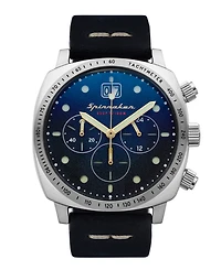 Spinnaker Men's Hull Chrono Navy Blue Genuine Leather Strap Watch 42mm