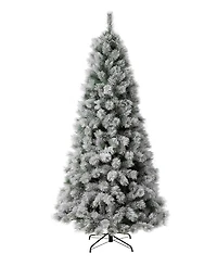 Glitzhome 7.5' Pre-Lit Snow Flocked Artificial Spruce Christmas Tree with 650 Warm Lights