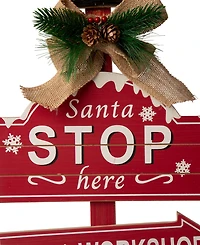 Glitzhome Wooden Christmas Yard Stake with Led Light