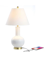 Han Ceramic iron Contemporary Usb Charging Led Table Lamp