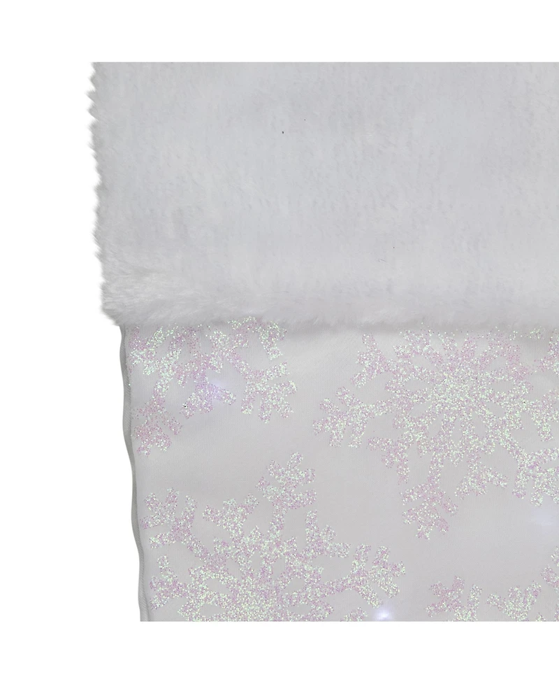 Northlight Led Lighted Iridescent Glitter Snowflake Christmas Stocking