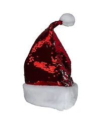 Northlight Reversible Sequined Christmas Santa Hat with Faux Fur Cuff