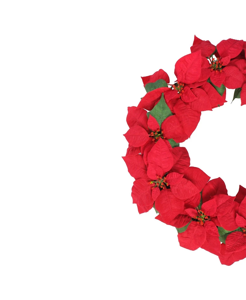 Northlight Unlit Artificial Poinsettia Flower Christmas Wreath