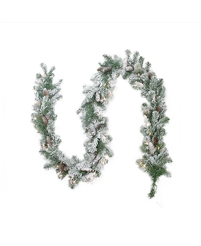 Northlight Pre-Lit Flocked Victoria Pine Artificial Christmas Garland-Clear Lights
