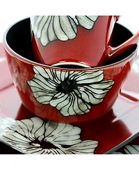 Elama Winter Bloom 16 Pc. Dinnerware Set, Service for 4