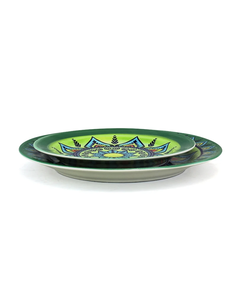 Elama Zen Mozaik Green 16 Pc. Dinnerware Set, Service for 4