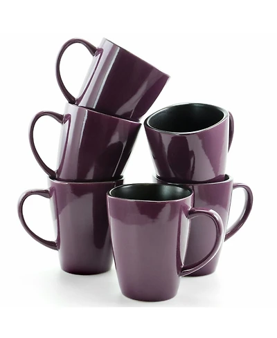 Elama Mulberry Stoneware Mugs, Set of 6
