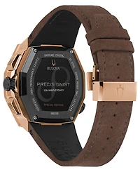 Bulova Men's Precisionist Brown Leather Strap Watch 44.7x46.8mm - A Special Edition