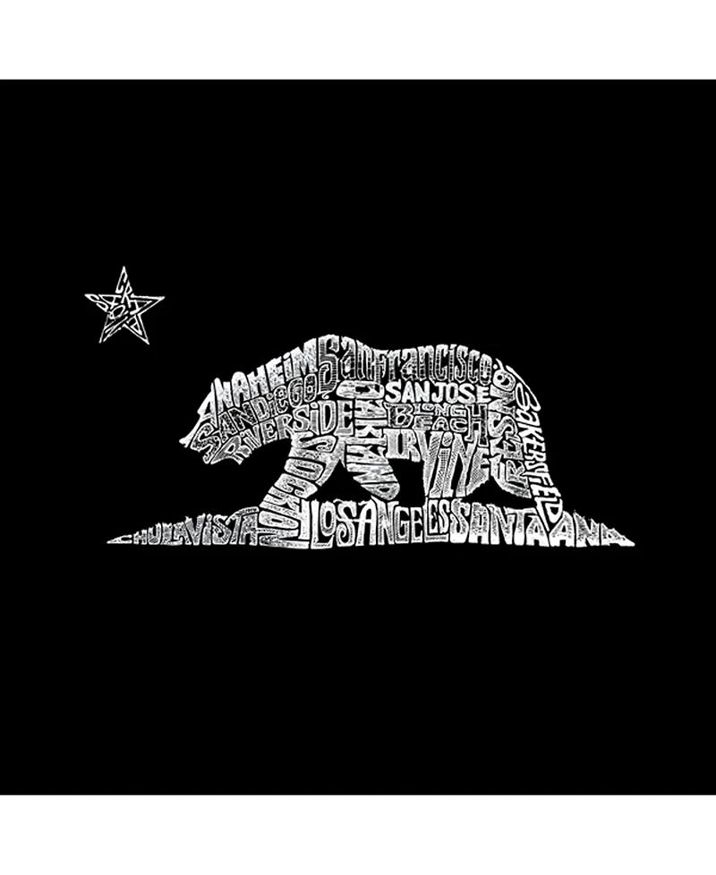 La Pop Art Men's Word Art California Bear Crewneck Sweatshirt