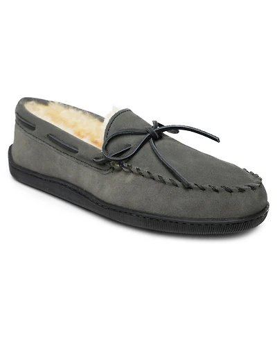 Minnetonka Men's Sheepskin Hardsole Moccasin Extended Sizes Slippers