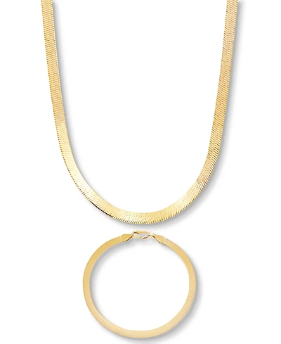 Men's 2-Pc. Set Herringbone Chain Necklace & Matching Bracelet in 14k Gold-Plated Sterling Silver & Sterling Silver