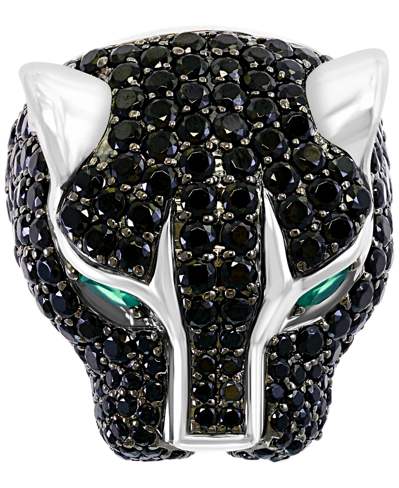 Effy Men's Black Spinel and Green Onyx Panther Ring Sterling Silver
