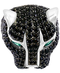 Effy Men's Black Spinel and Green Onyx Panther Ring Sterling Silver