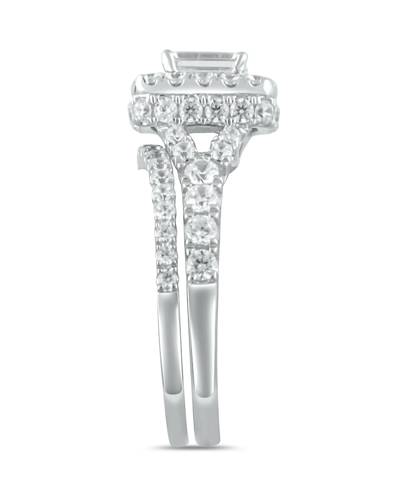 Diamond Halo Emerald Bridal Set (2. ct. t.w.) in 14k White, Yellow or Rose Gold